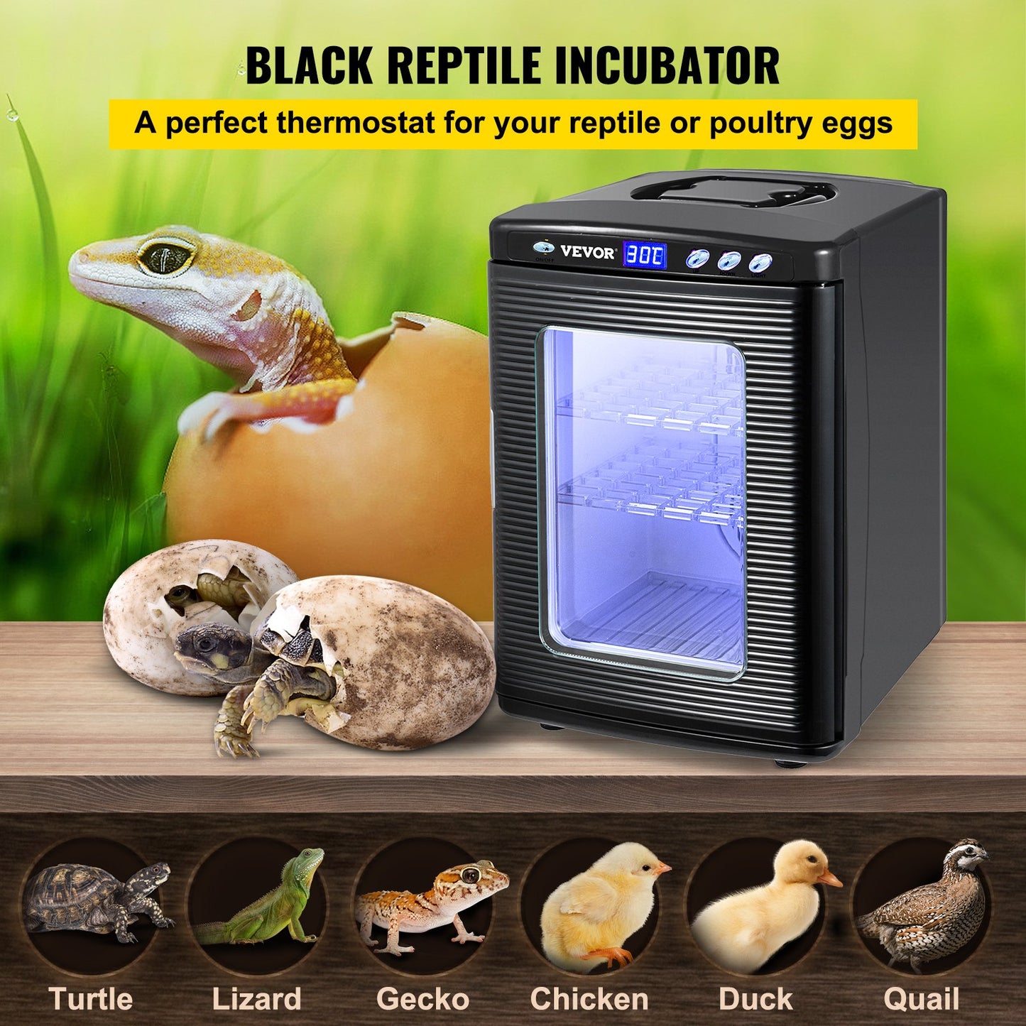 Vevor 25L Reptile Herp Nursery Egg Incubator Snapping Turtle Breeding Hatch