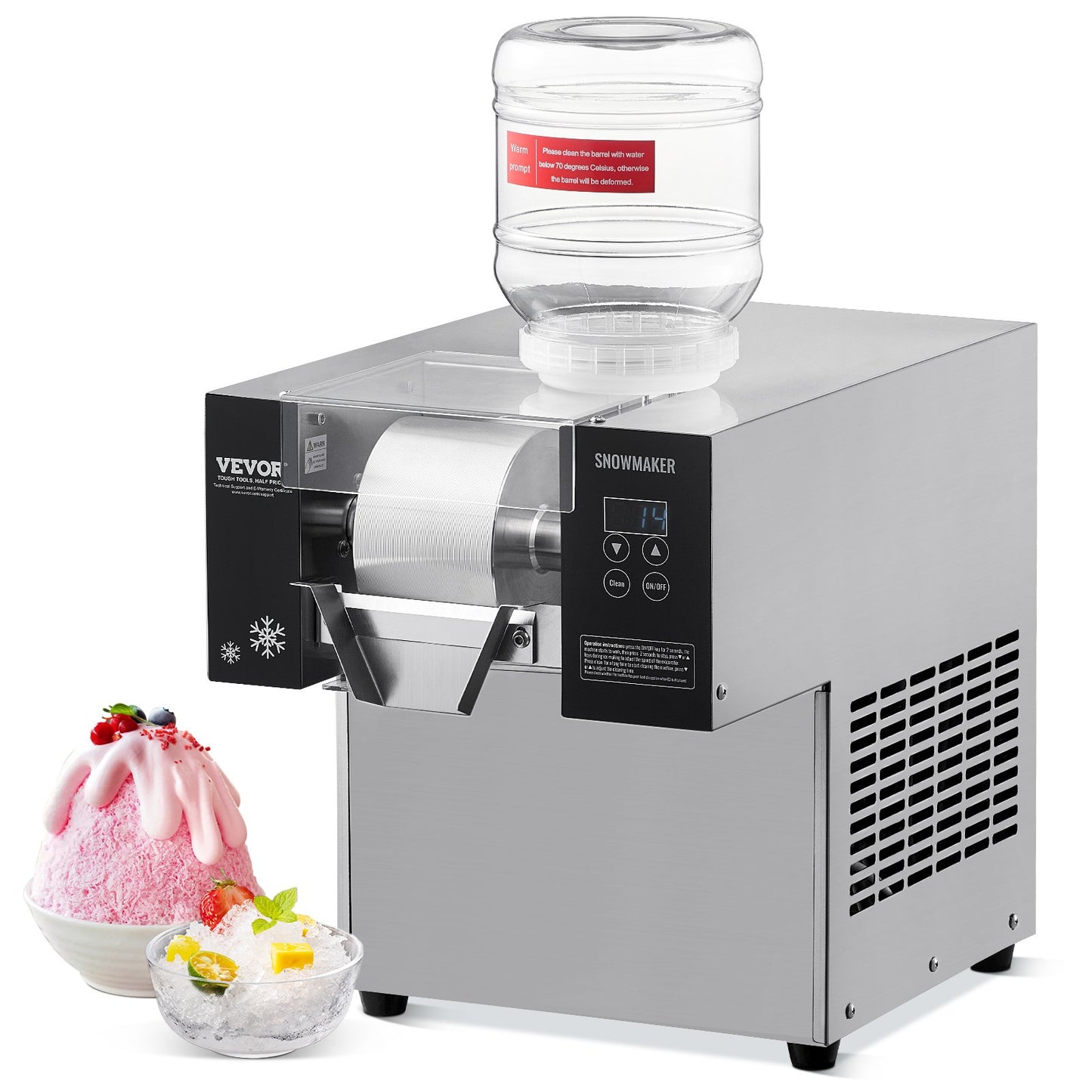 Commercial Snowflake Ice Cream Machine 176LBS/24H Stainless Steel For Ice Cream