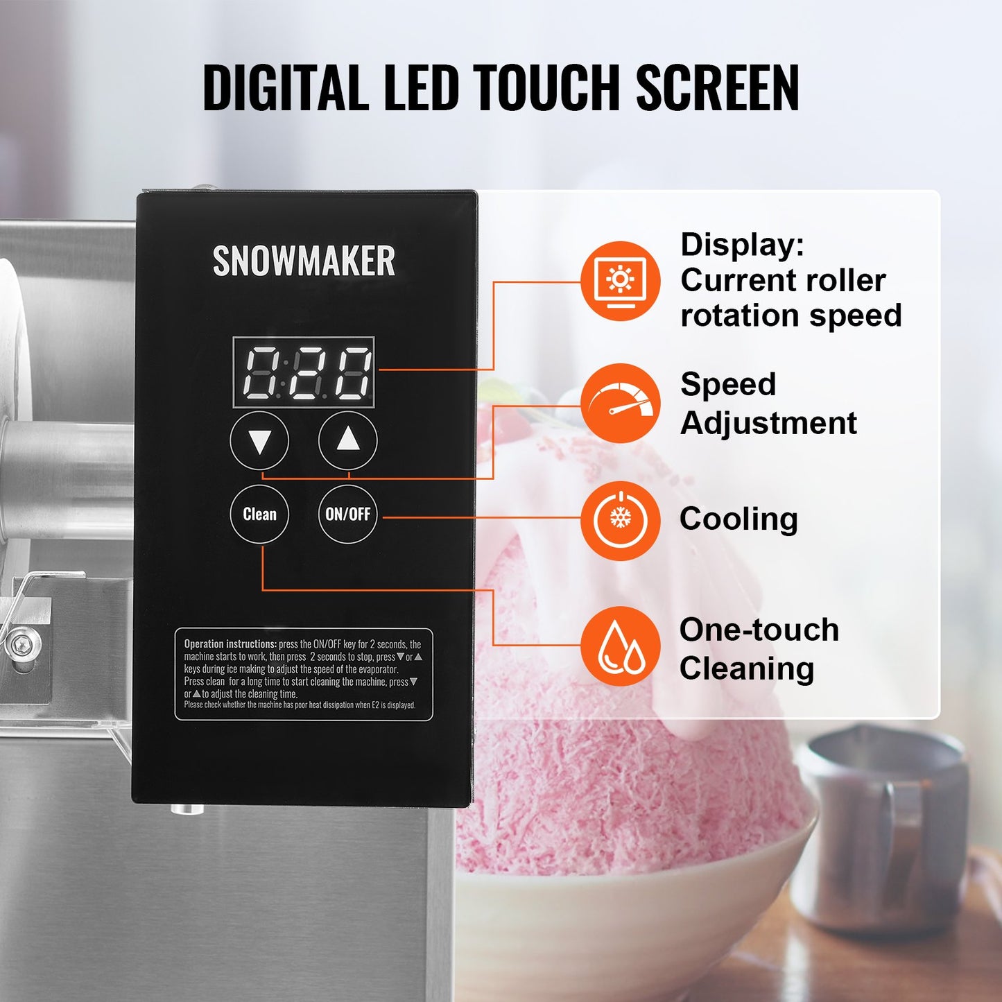Commercial Snowflake Ice Cream Machine 397LBS/24H Stainless Steel For Ice Cream