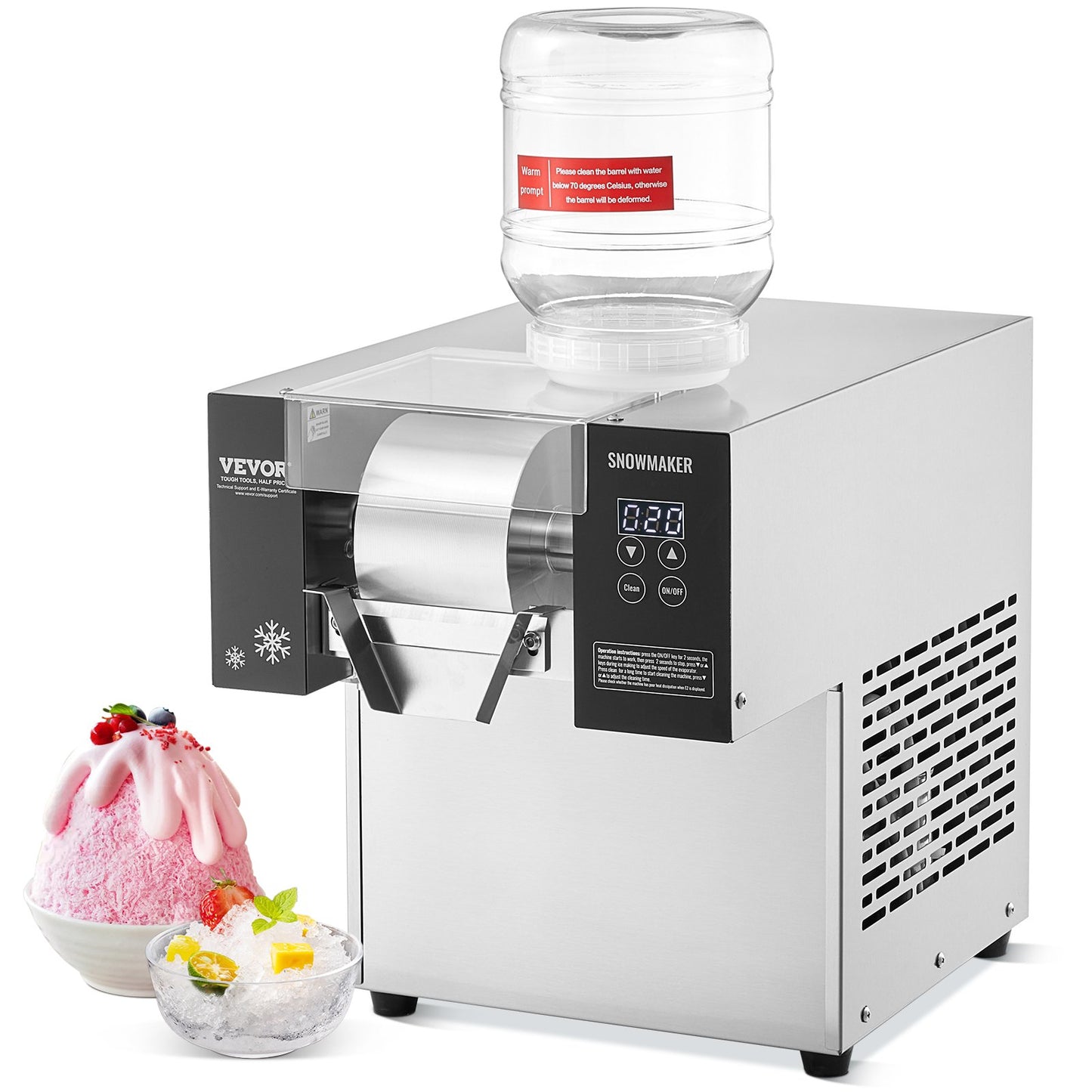 Kommersiell snöflingaismaskin 276LBS/24H rostfritt stål för glass