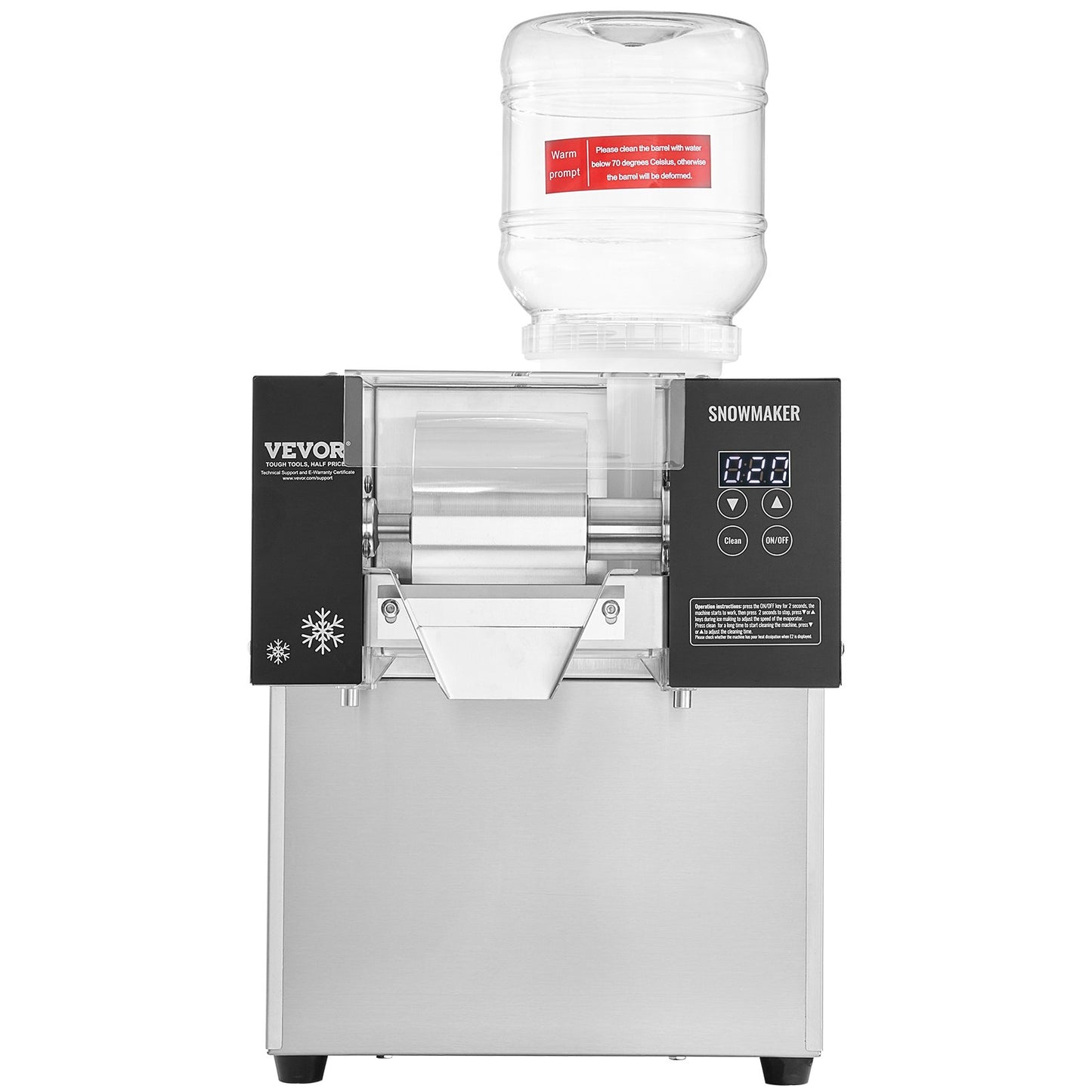 Kommersiell snöflingaismaskin 276LBS/24H rostfritt stål för glass