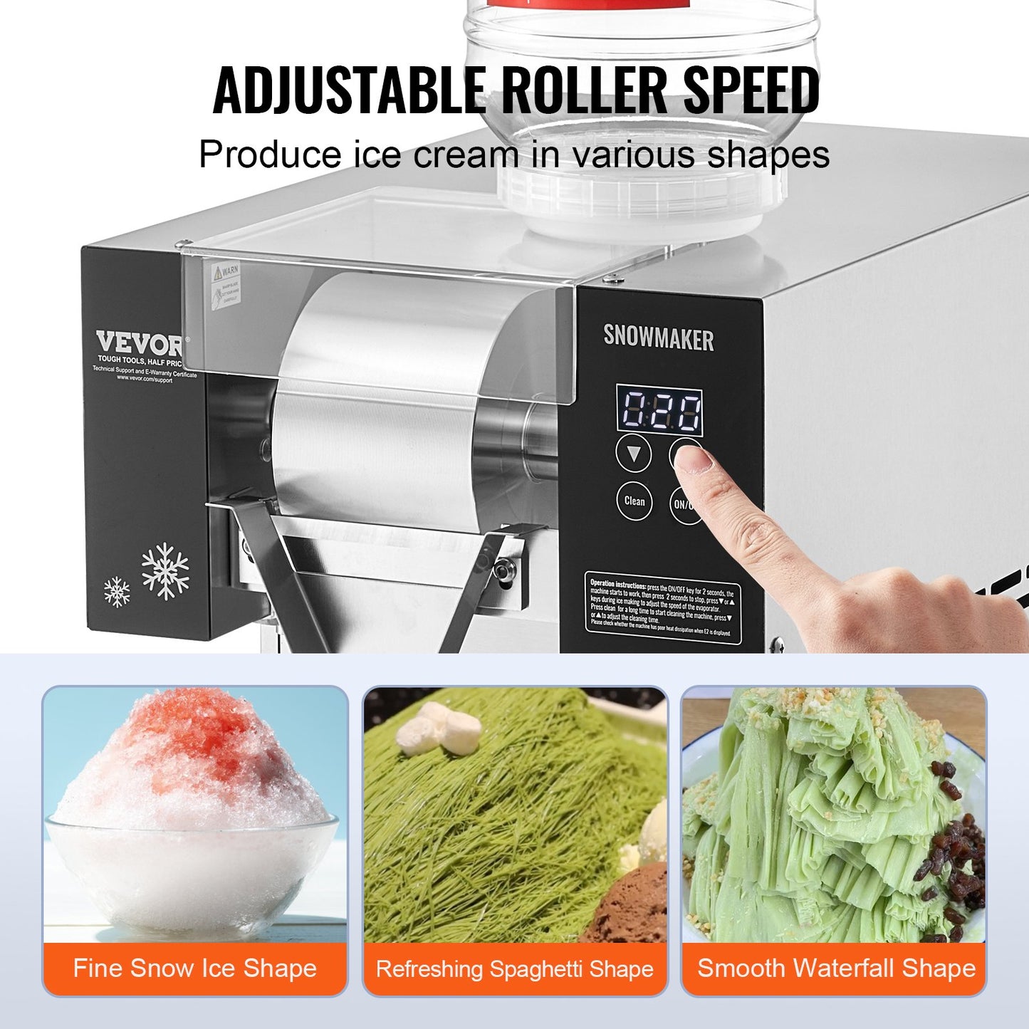 Commercial Snowflake Ice Machine 375LBS/24H Stainless Steel For Ice Cream