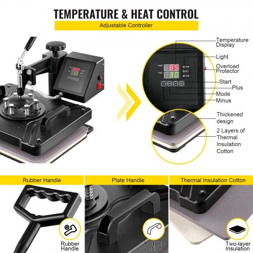 Heat Press 5 in 1 Heat Press Machine 38x30cm T-shirt press Mugg Printing Machine Multifunktionell värmeöverföringsmaskin för T-shirt Mugg Hat Plate Transfer Printer | EU