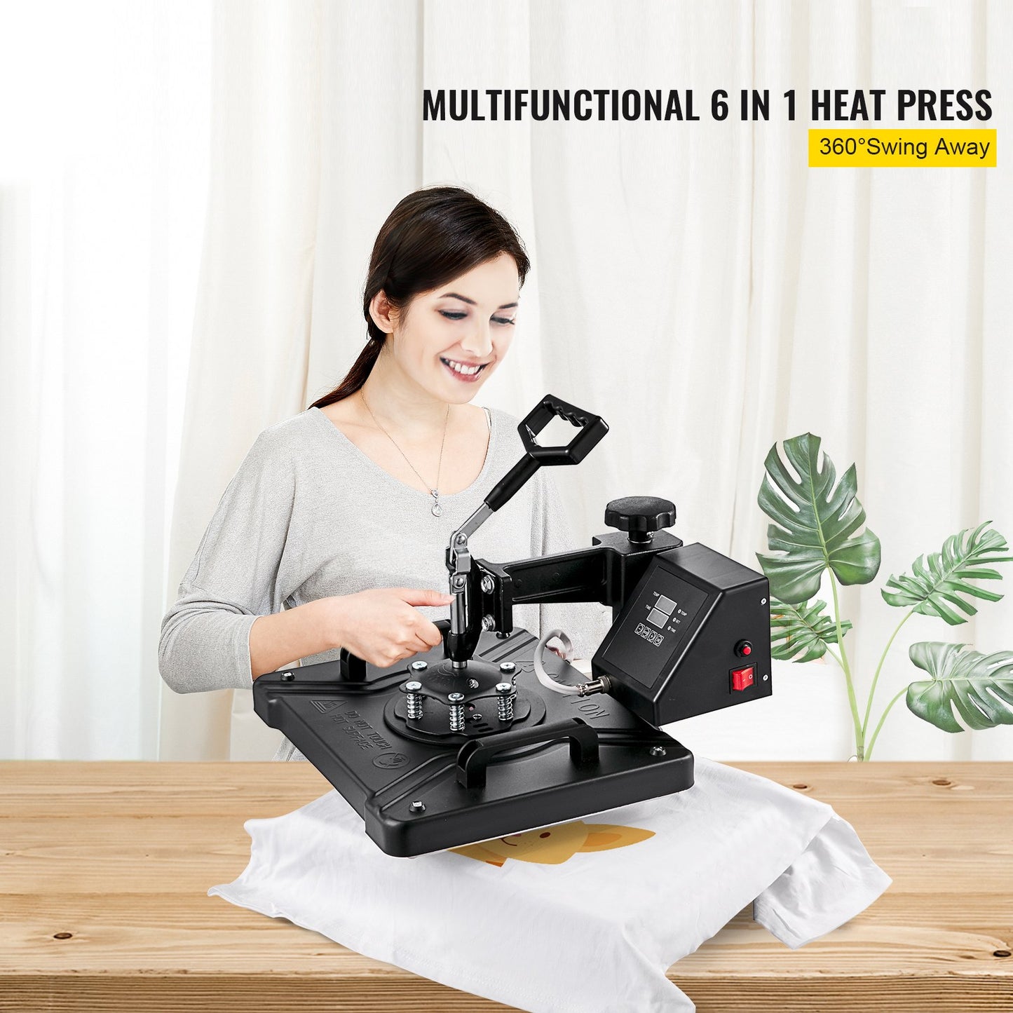 Wärmepresse 6-in-1-Wärmepresse 38 x 30 cm T-Shirt-Presse Tassendruckmaschine Multifunktionale Wärmeübertragungsmaschine für T-Shirt-Becher-Hutplatten-Sublimationsdruck