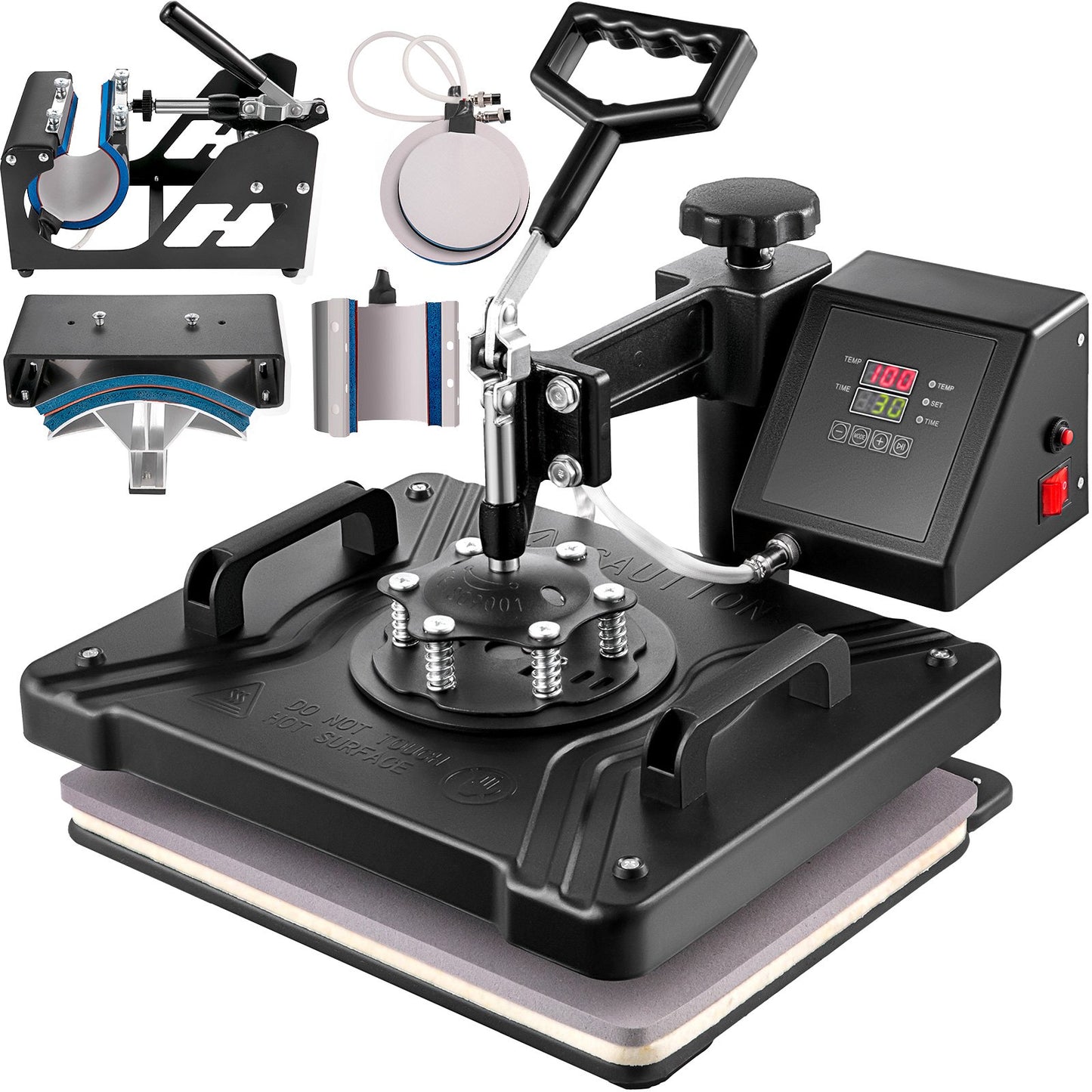 Wärmepresse 6-in-1-Wärmepresse 38 x 30 cm T-Shirt-Presse Tassendruckmaschine Multifunktionale Wärmeübertragungsmaschine für T-Shirt-Becher-Hutplatten-Sublimationsdruck