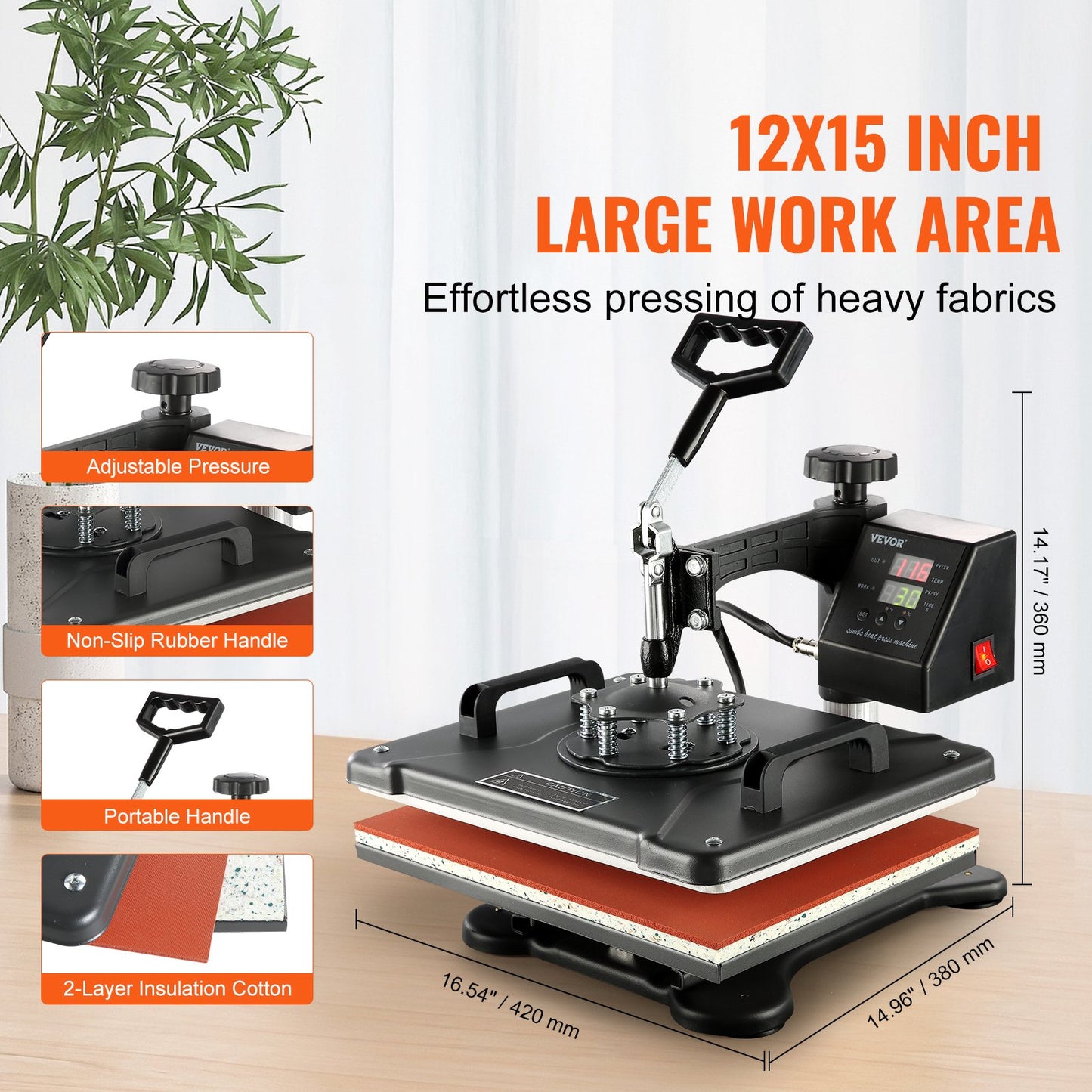 Wärmepresse, 8-in-1-Wärmepresse, 38 x 30 cm, T-Shirt-Presse, Tassendruckmaschine, multifunktionale Wärmeübertragungsmaschine für T-Shirt, Tassen, Hüte, Platten, Sublimationsdruck