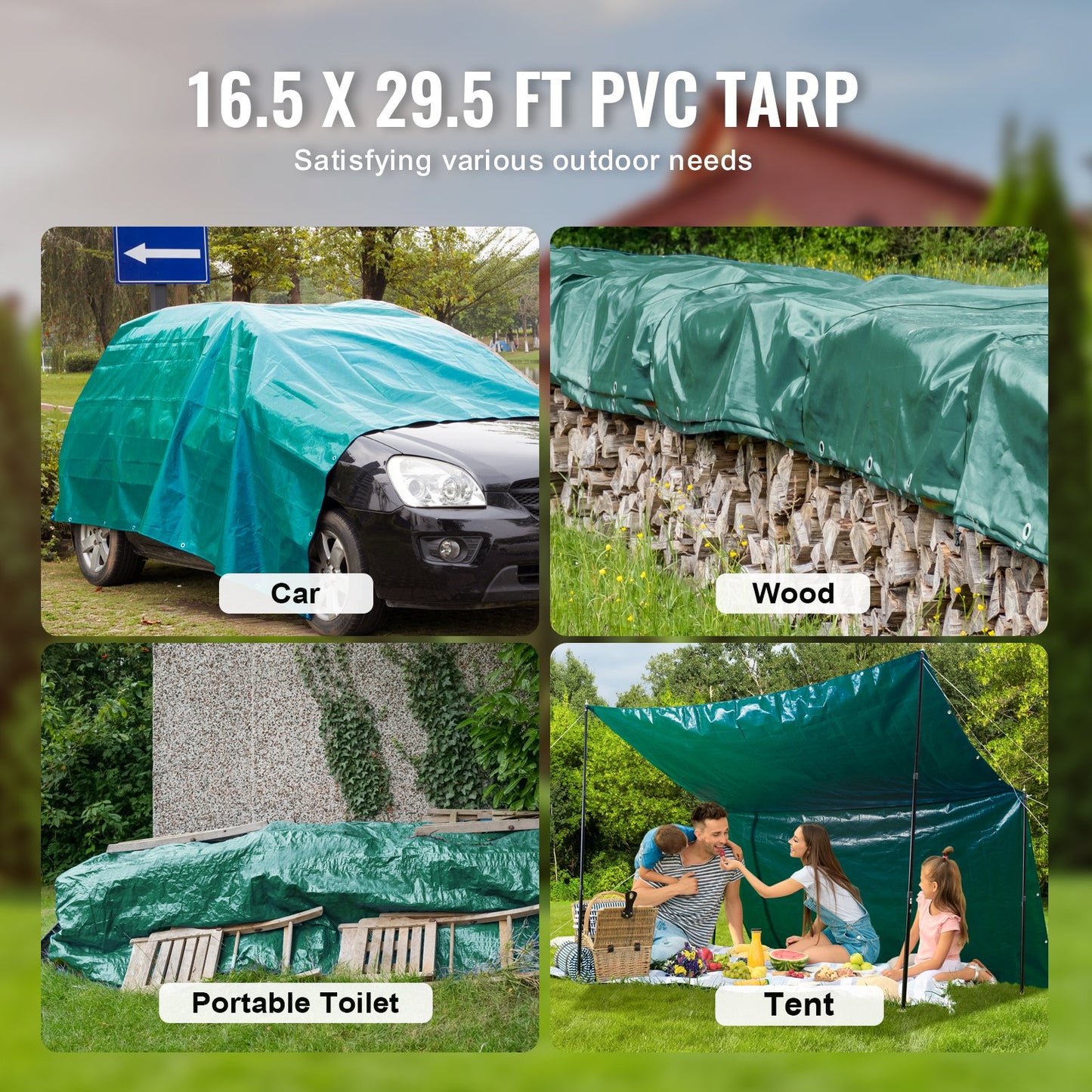PVC vattentät presenning 16,5 x 29,5 fot Heavy Duty PVC presenning med genomföringar