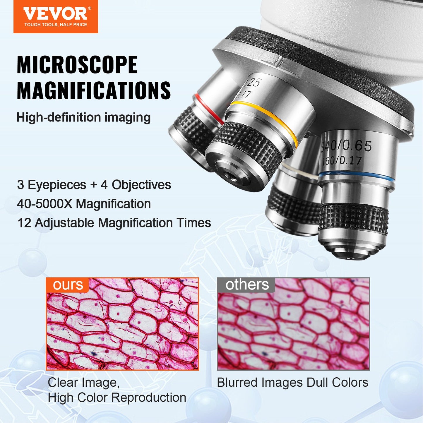 Compound trinocular microscope 40X-5000X two-layer mechanical stage