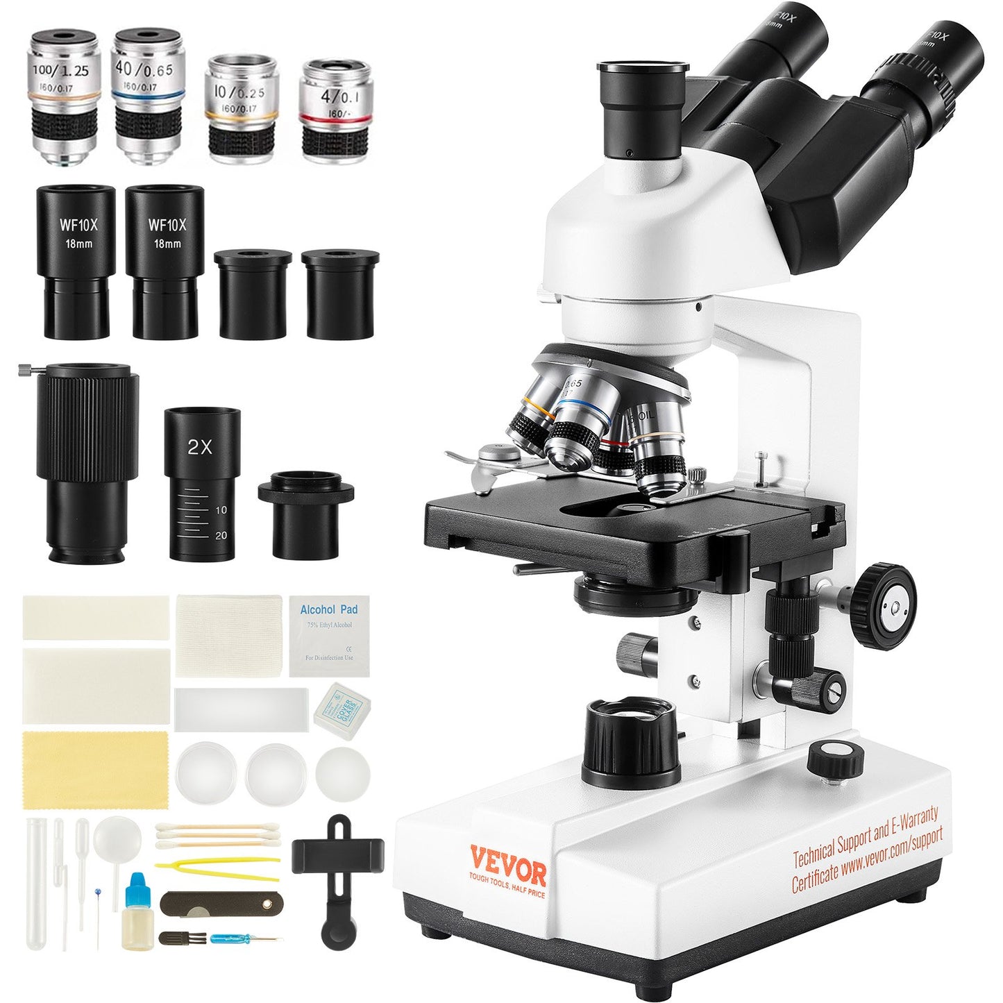 Compound trinocular microscope 40X-5000X two-layer mechanical stage