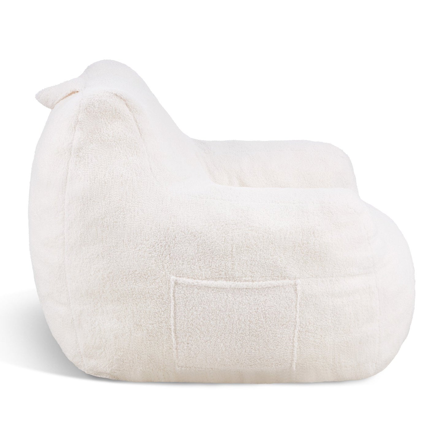 3 fot Bean Bag Stol med mjuka armstöd och förvaringsficka Vit