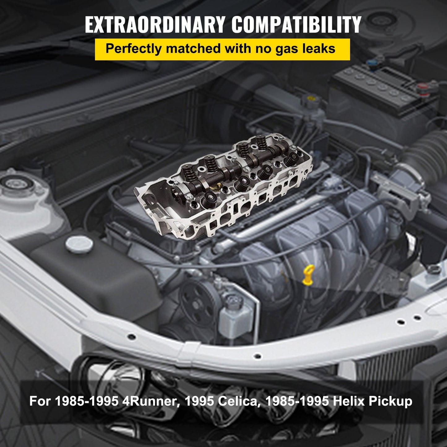 Cylinderhuvud passar Toyota 4 Runner 185-95 Passar Toyota Pickup 85-95 2.4L
