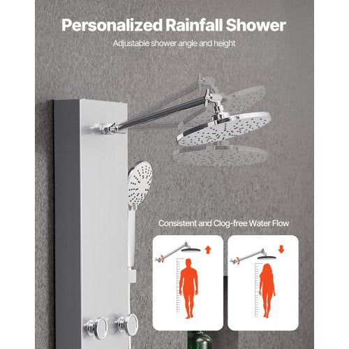 Duschpanel Tornsystem Rostfritt stål Pelare Regn Huvudmassage Jet