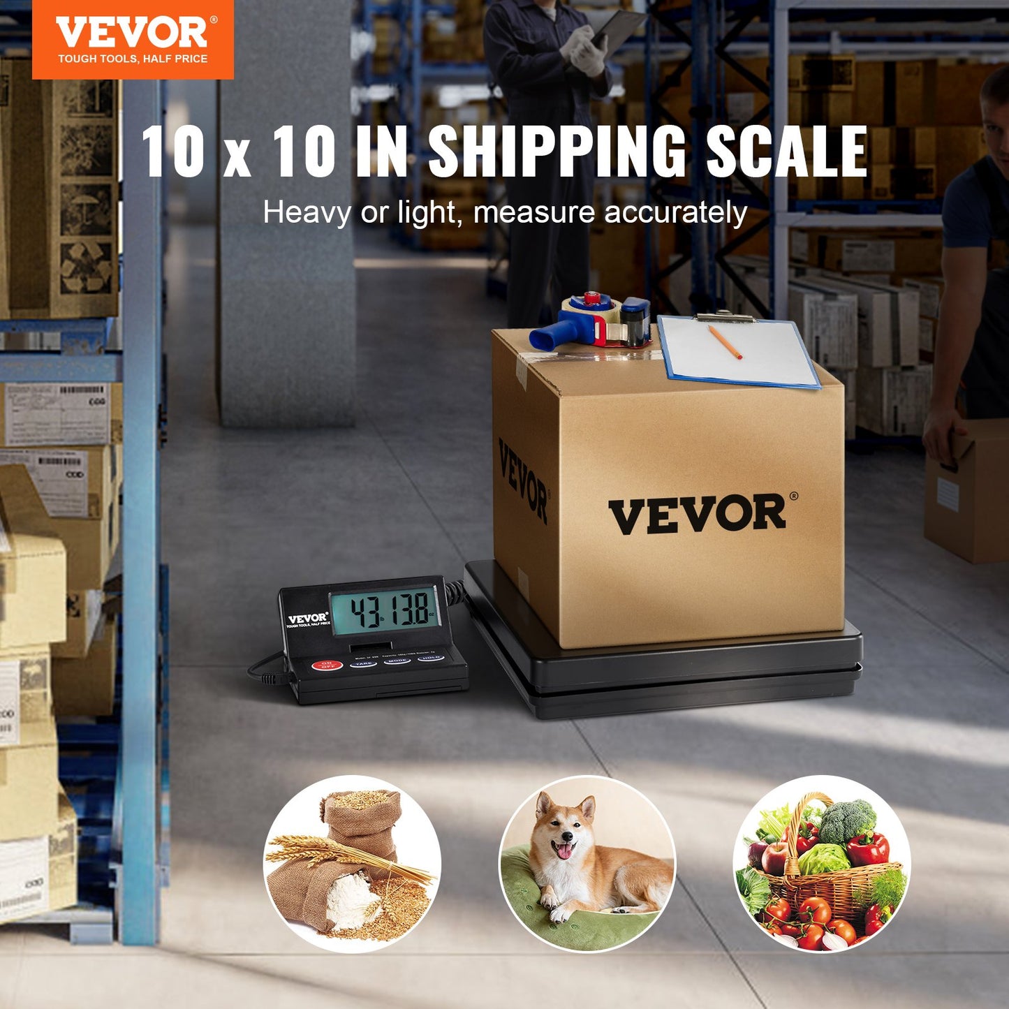 Fraktvåg Digital postvåg 110 lbs x 0,07 oz. AC/DC-paket LCD