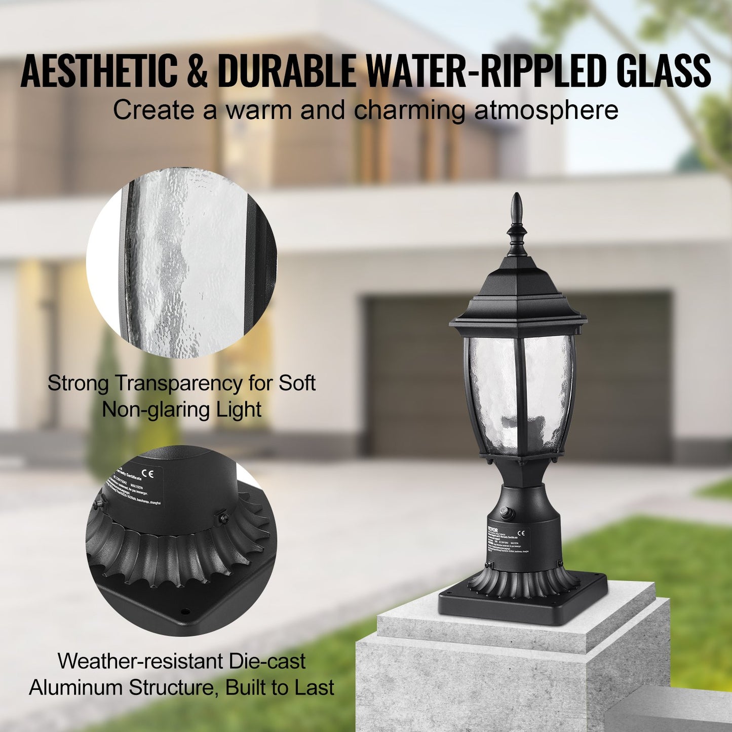 Dusk to Dawn Outdoor lamp post fixture 400mm post or pier mounting