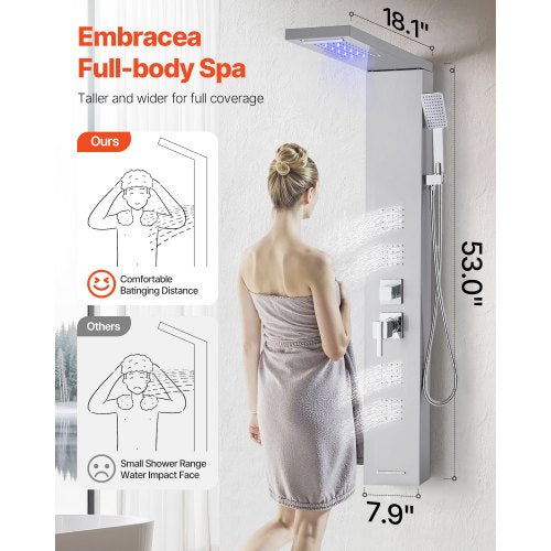 Shower Panel Tower System Stainless Steel Pillar Rain Nozzle 5 Positions | EU