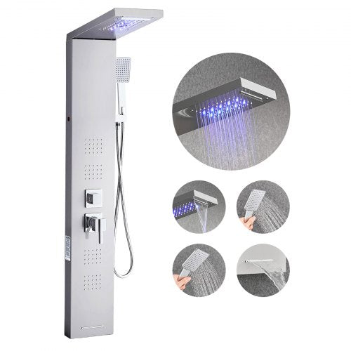 Shower Panel Tower System Stainless Steel Pillar Rain Nozzle 5 Positions | EU