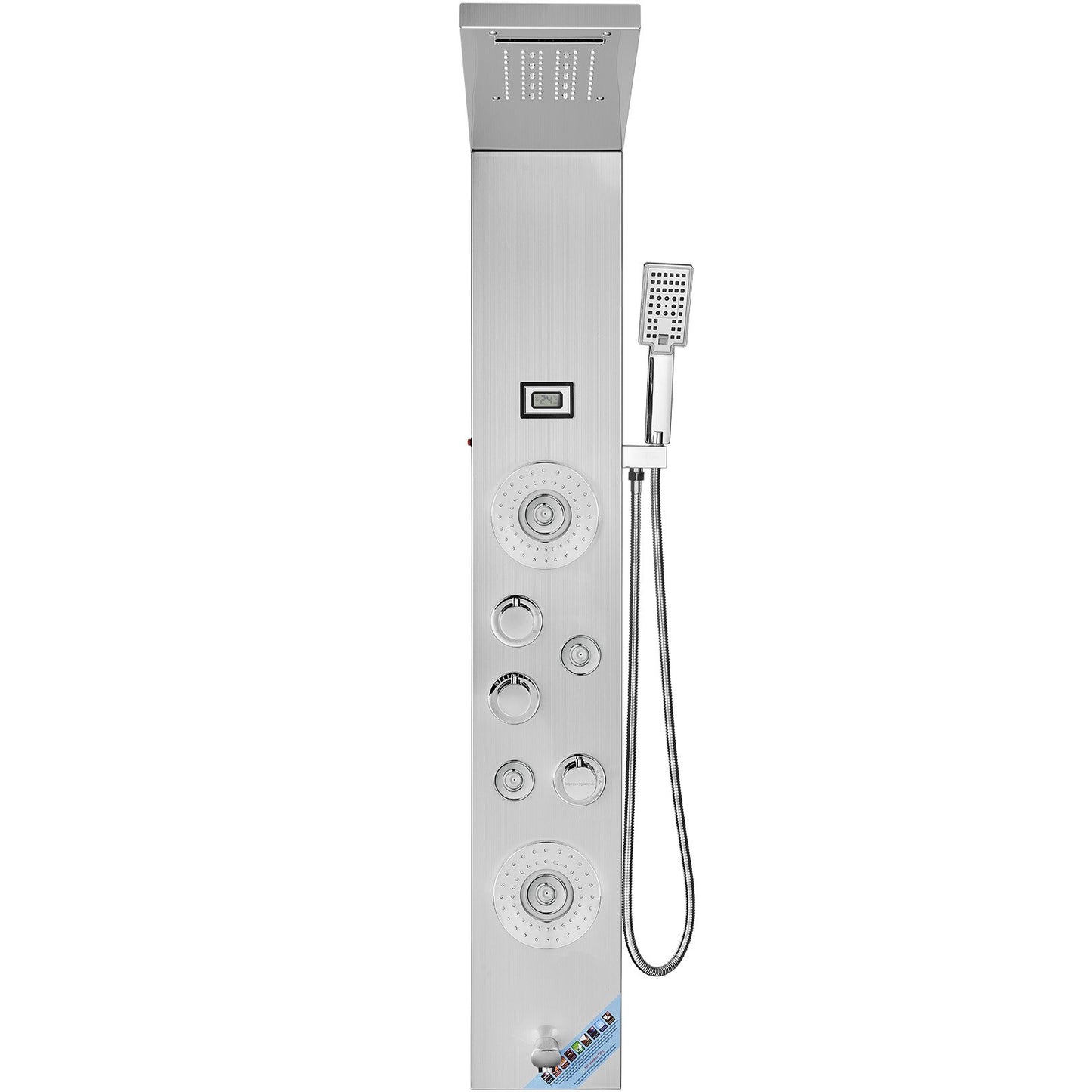 Shower Panel Tower System 6 lägen LED & Display Rostfritt stål Regnfall
