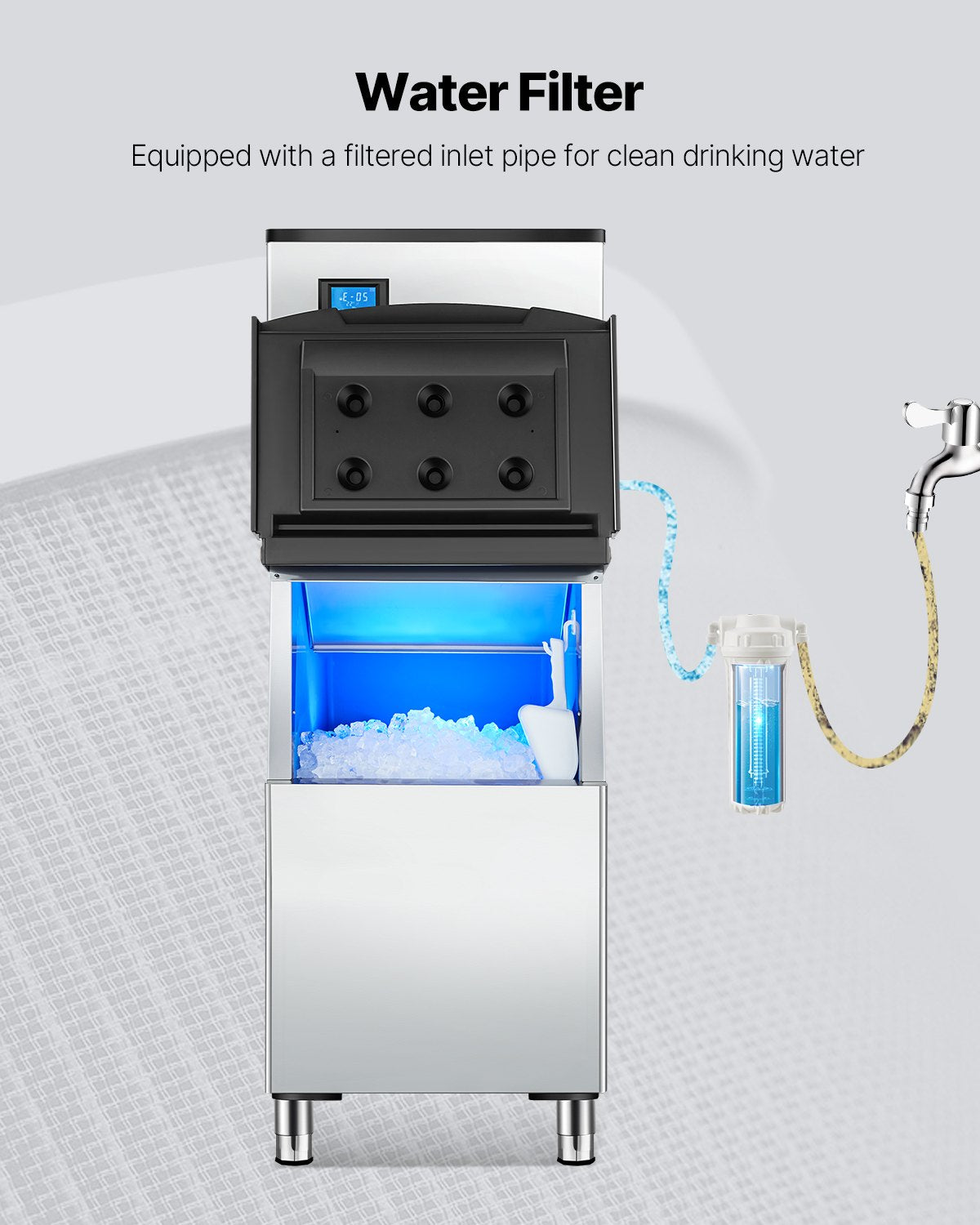 Commercial Ice Maker Storage Bin 250lbs Kapacitet Ice Bin med filter