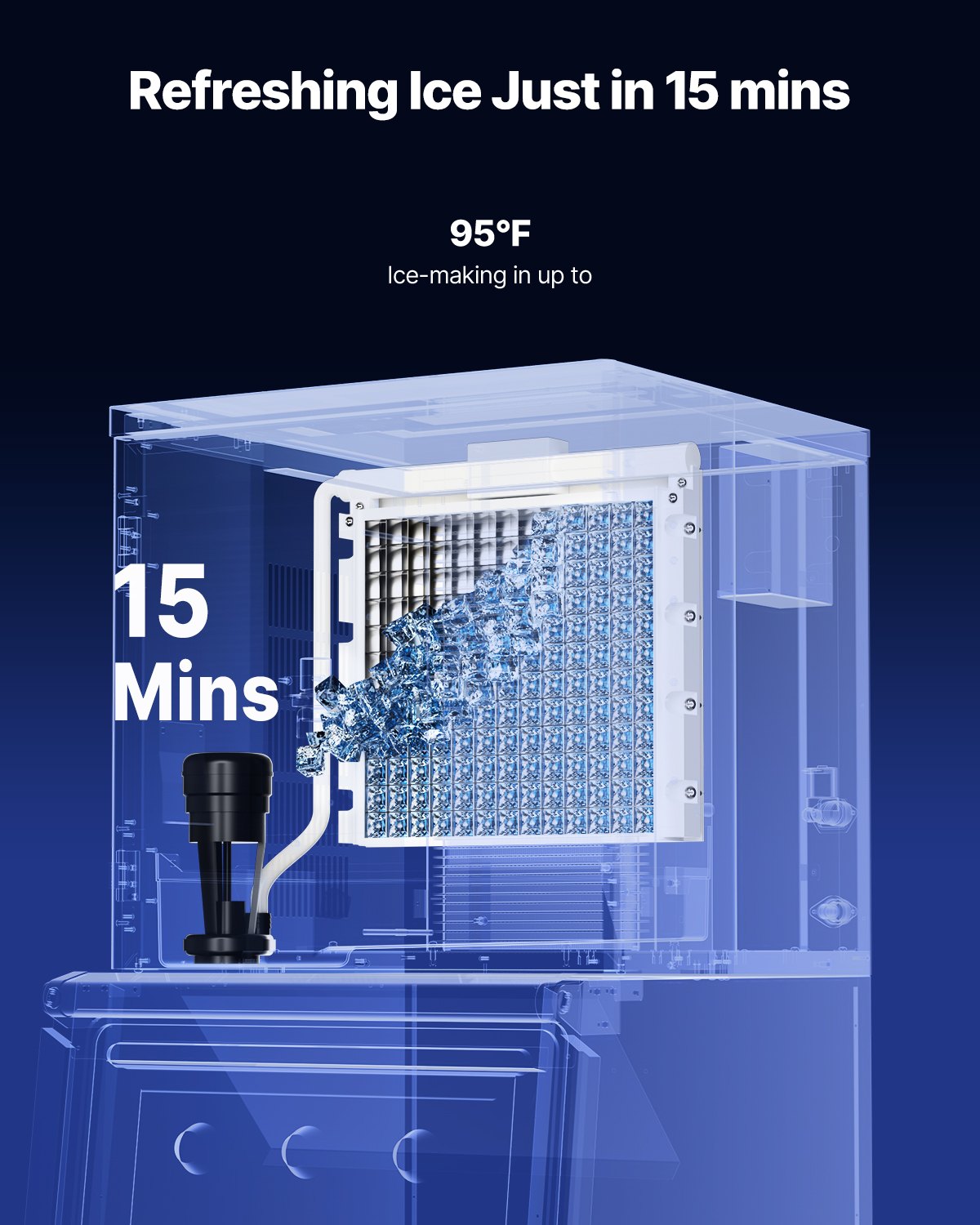 Gewerbliche Eismaschine, 259 kg/Tag, selbstreinigende Eismaschine – nur Kopf