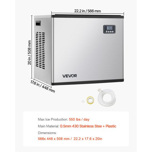 Kommerzielle Eismaschine - Selbstreinigende Eismaschine mit einer Kapazität von 550 lbs/Tag