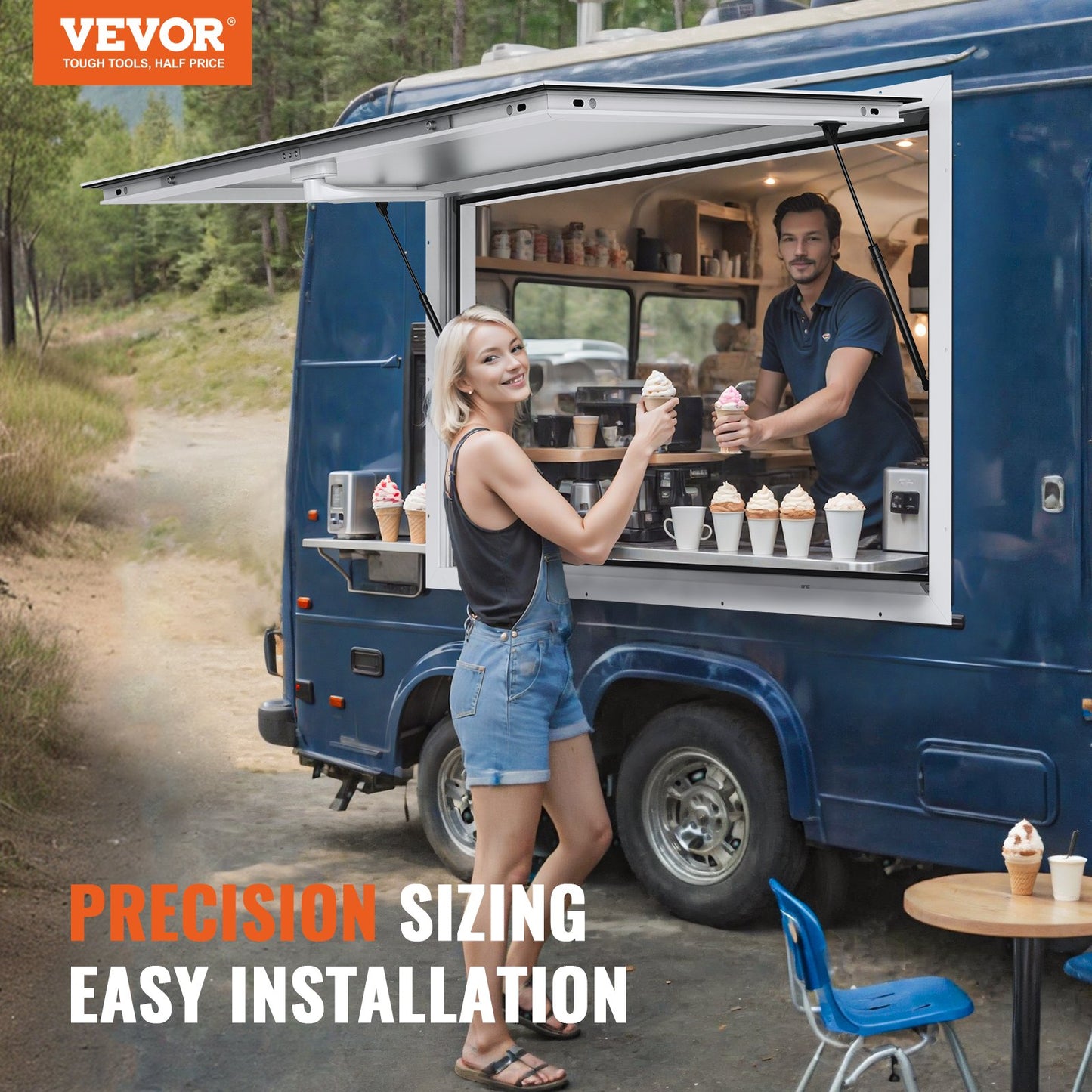 48"L x 36"W Koncessionsställ Servering Fönster Food Truck Service Markis