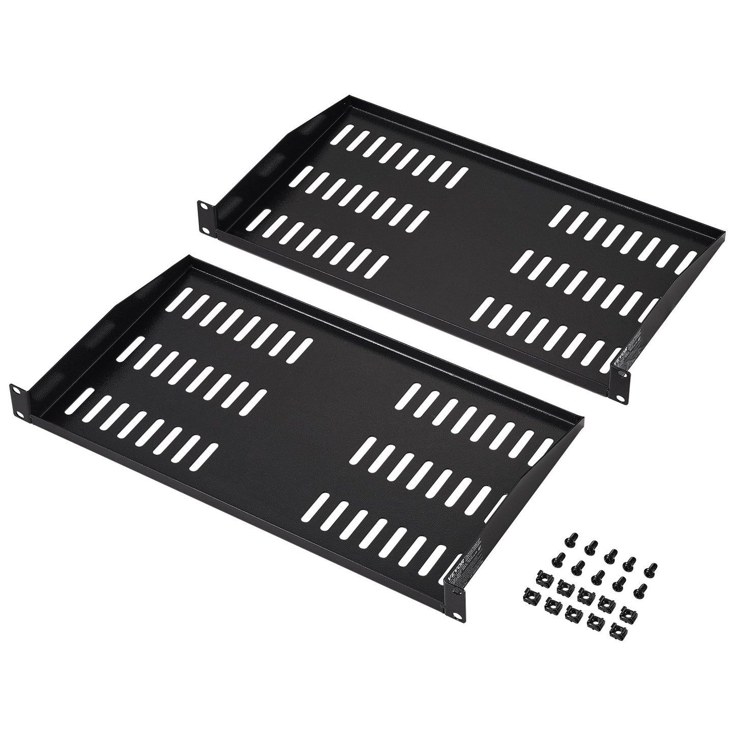 2PCS 1U Server Rack Shelf 10"/254mm Depth Ventilated Rack Mount Shelf Tray