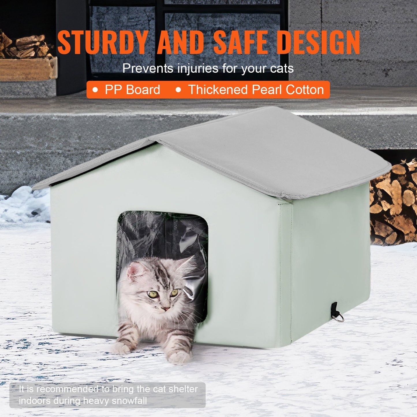 Heated Cat House hopfällbart Kitty Shelter med Uppvärmd Pad Grön Mitt