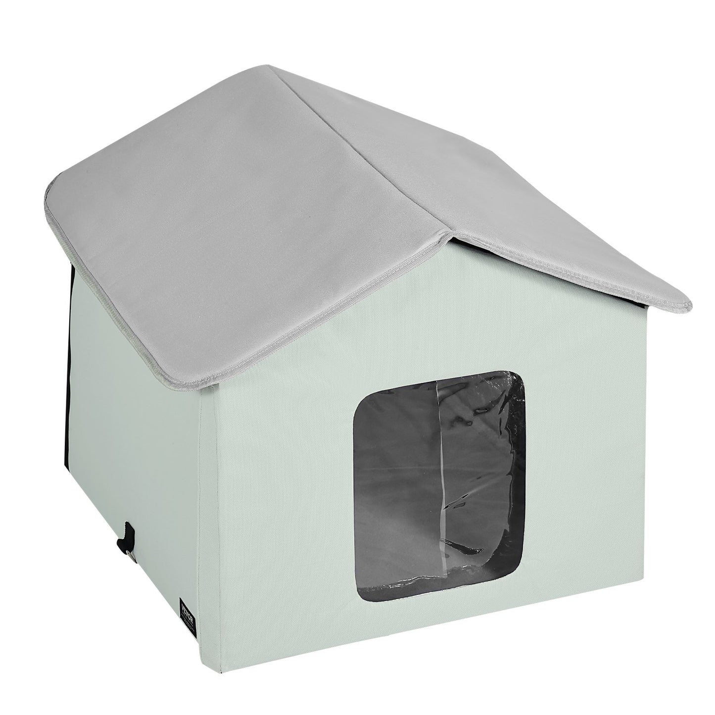 Heated Cat House hopfällbart Kitty Shelter med Uppvärmd Pad Grön Mitt