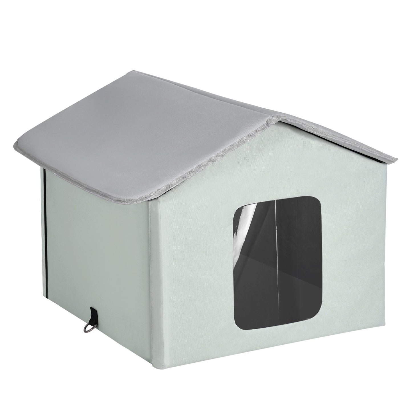 Heated Cat House hopfällbart Kitty Shelter med Uppvärmd Pad Grön Mitt