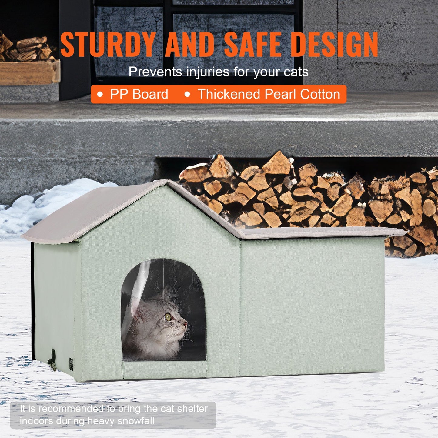 Heated Cat House hopfällbart Kitty Shelter with Heated Pad Green Large