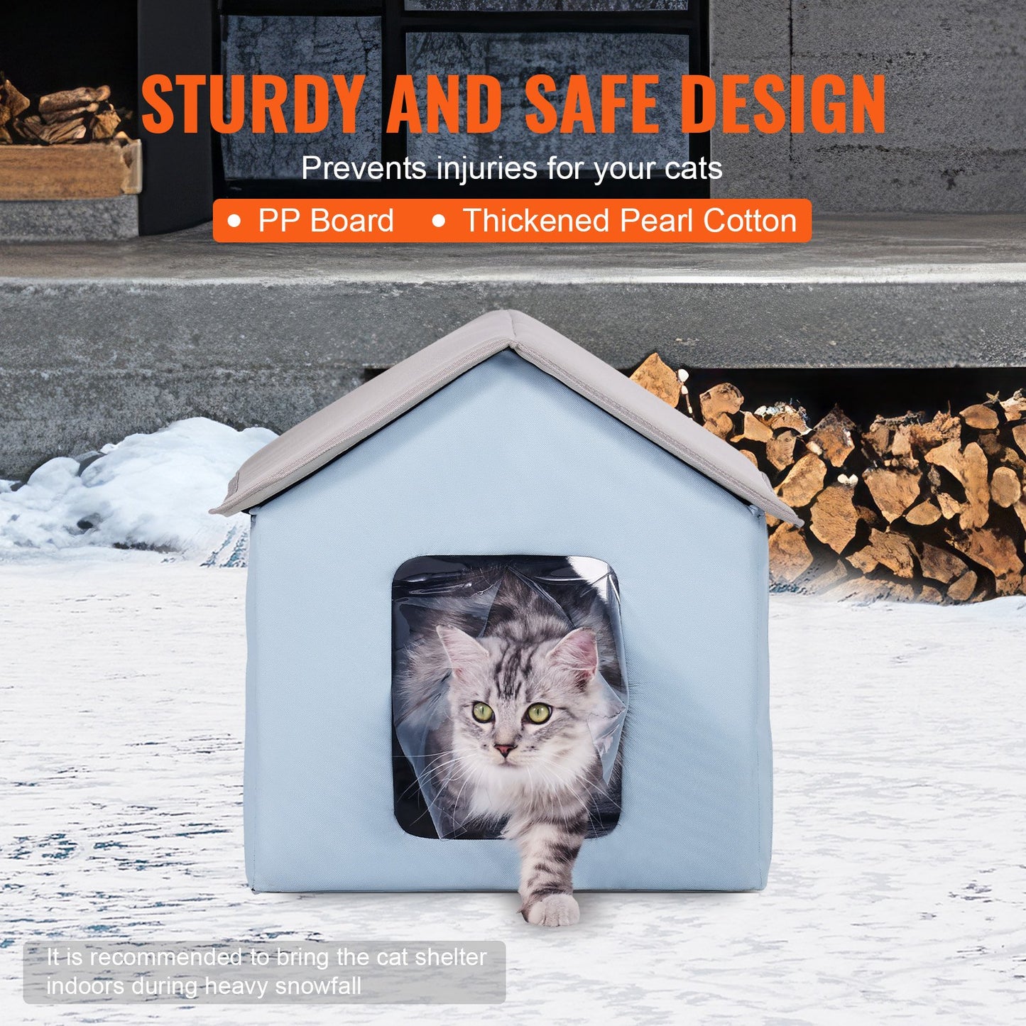 Heated Cat House hopfällbart Kitty Shelter with Heated Pad Blue Small