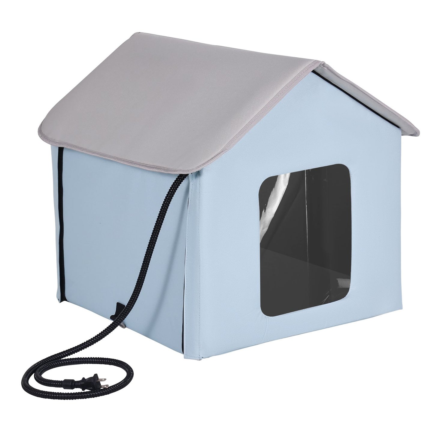 Heated Cat House hopfällbart Kitty Shelter with Heated Pad Blue Small