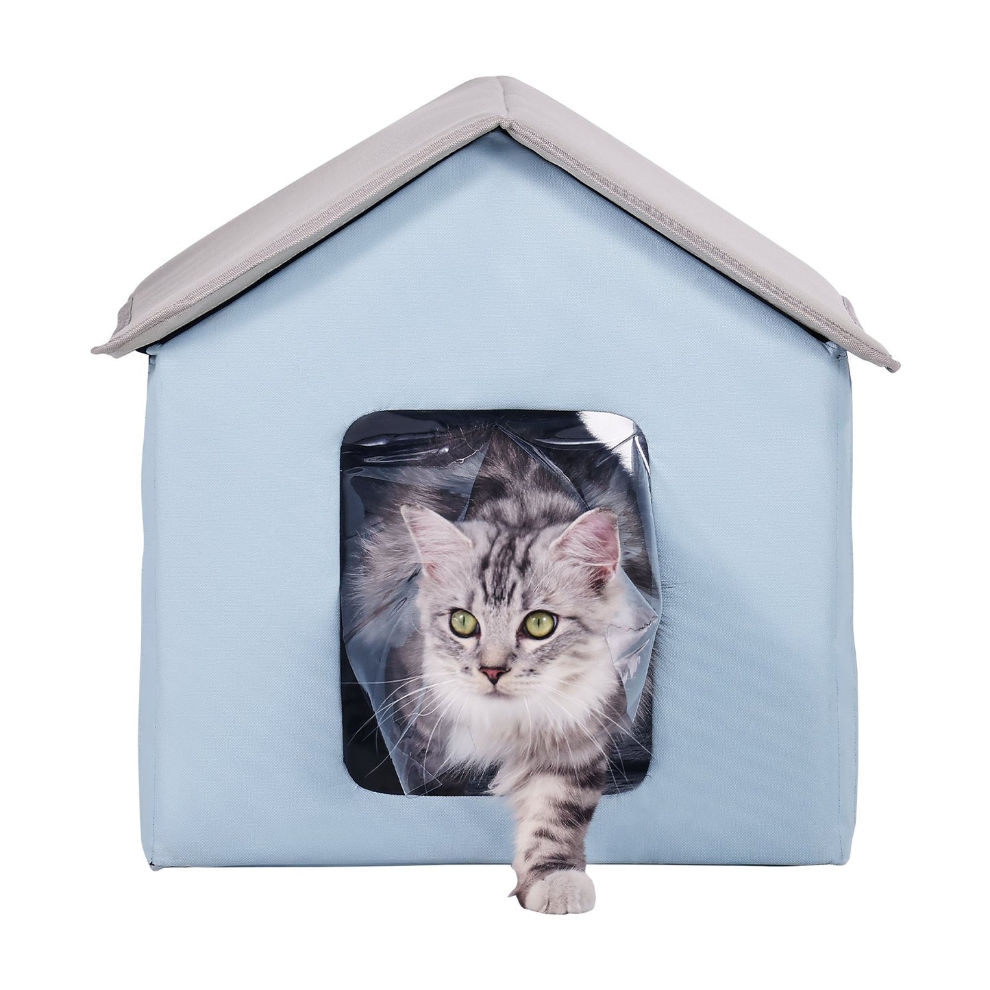 Heated Cat House hopfällbart Kitty Shelter with Heated Pad Blue Small