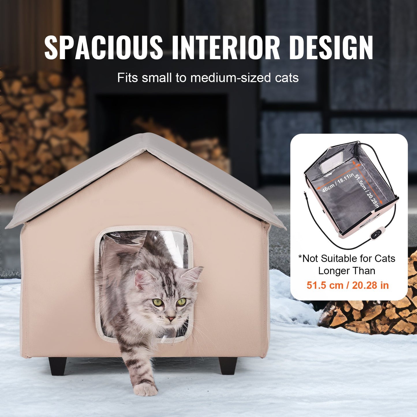 Uppvärmd Katthus Kitty Shelter med Uppvärmd Pad Brun Mitten