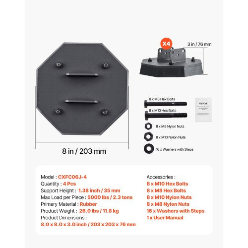 RV Leveling Pads 5000 lbs 4 st Gummi Trailer Jack Pads Scissor Jack Fötter | EU