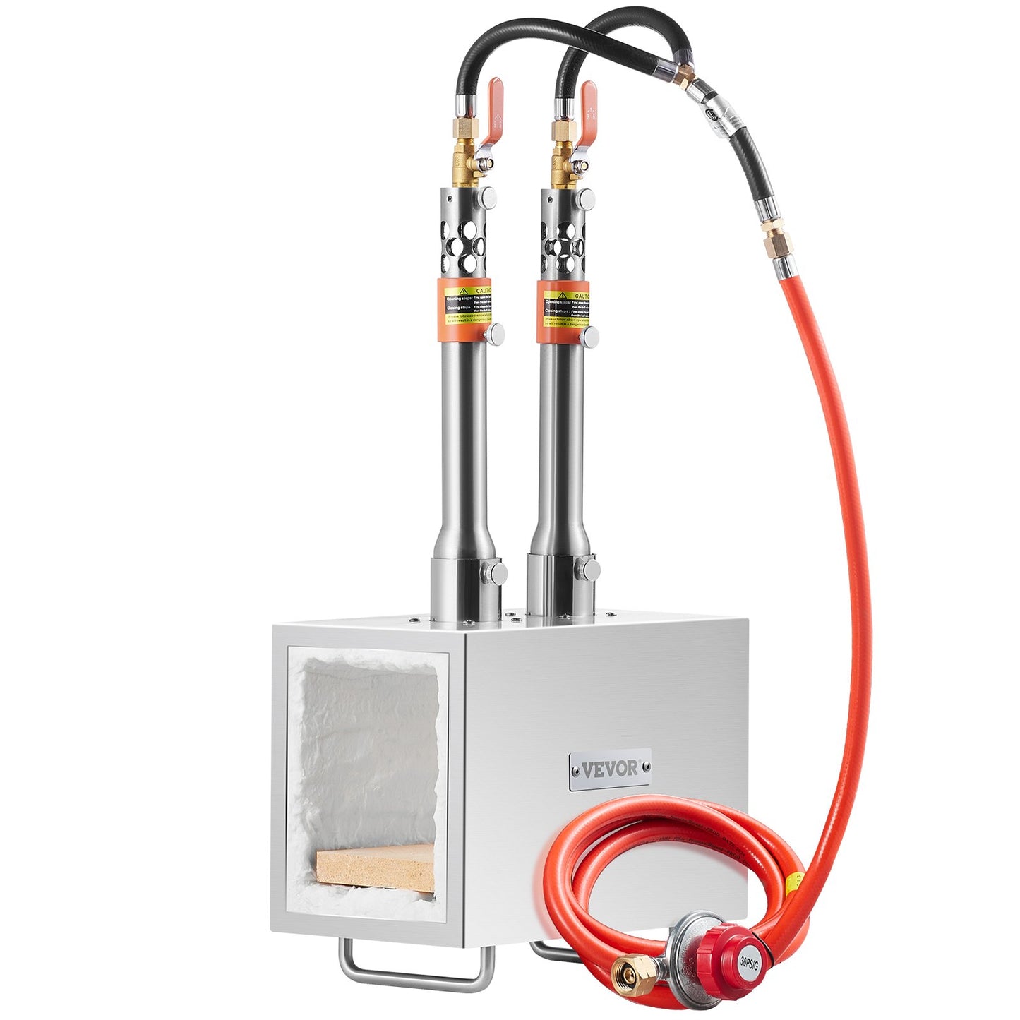 Tragbare Propan-Schmiede, 2 Brenner, Hufschmied-Schmiede, 2600℉, Messer, Metall, quadratisch