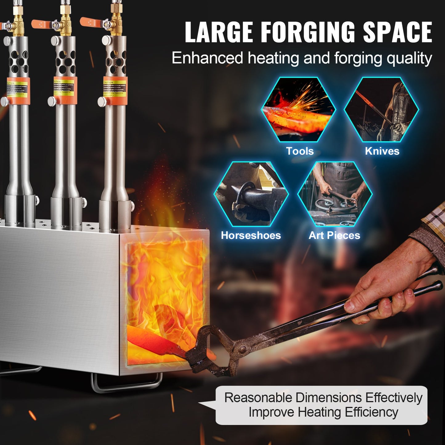 Portable Propane Forge 3 Brännare hovslagare Forge 2600℉ Kniv Metall Fyrkant