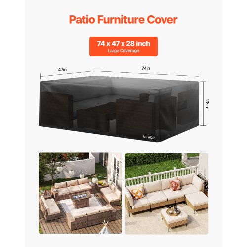 Patio Furniture Cover, 420D, Waterproof, Table, Chairs, Sofa, 74x47 inches