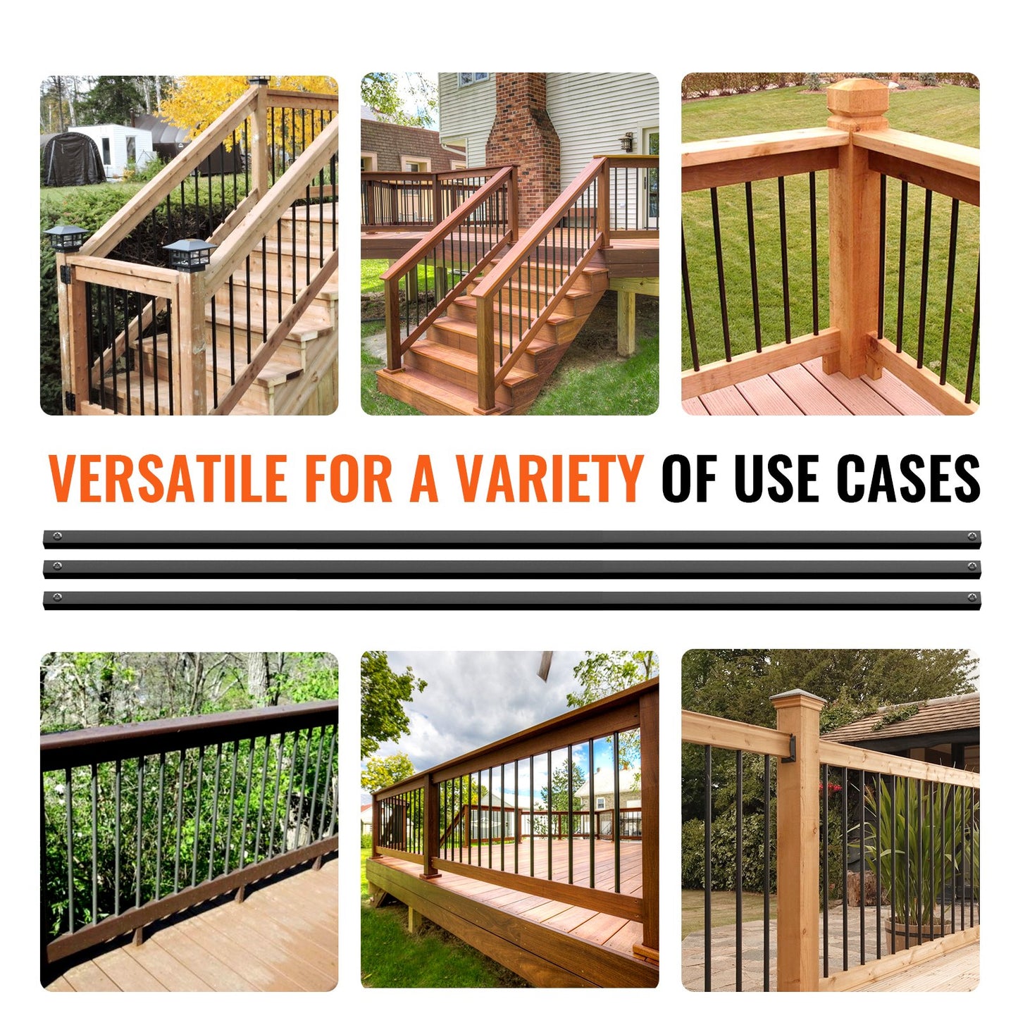 Staircase Metal Balusters 11 Pack 44''x0,5'' Aluminiumspindlar med skruvar