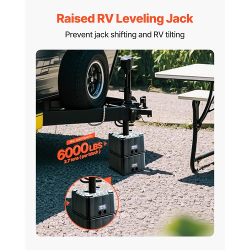 Domkraftblock 2 st 6" höga 6000lbs husbilsnivåblock för 5:e hjul | EU