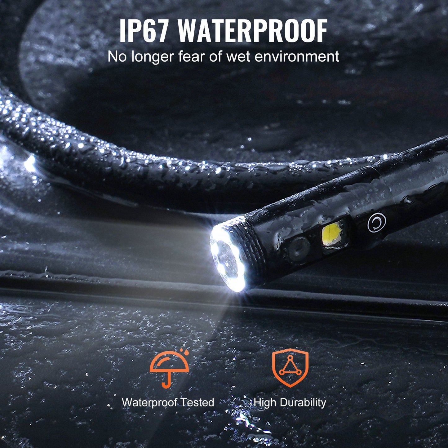 Endoscope Camera with Light Dual Lens Borescope 16.4FT Cable 4.3" Screen