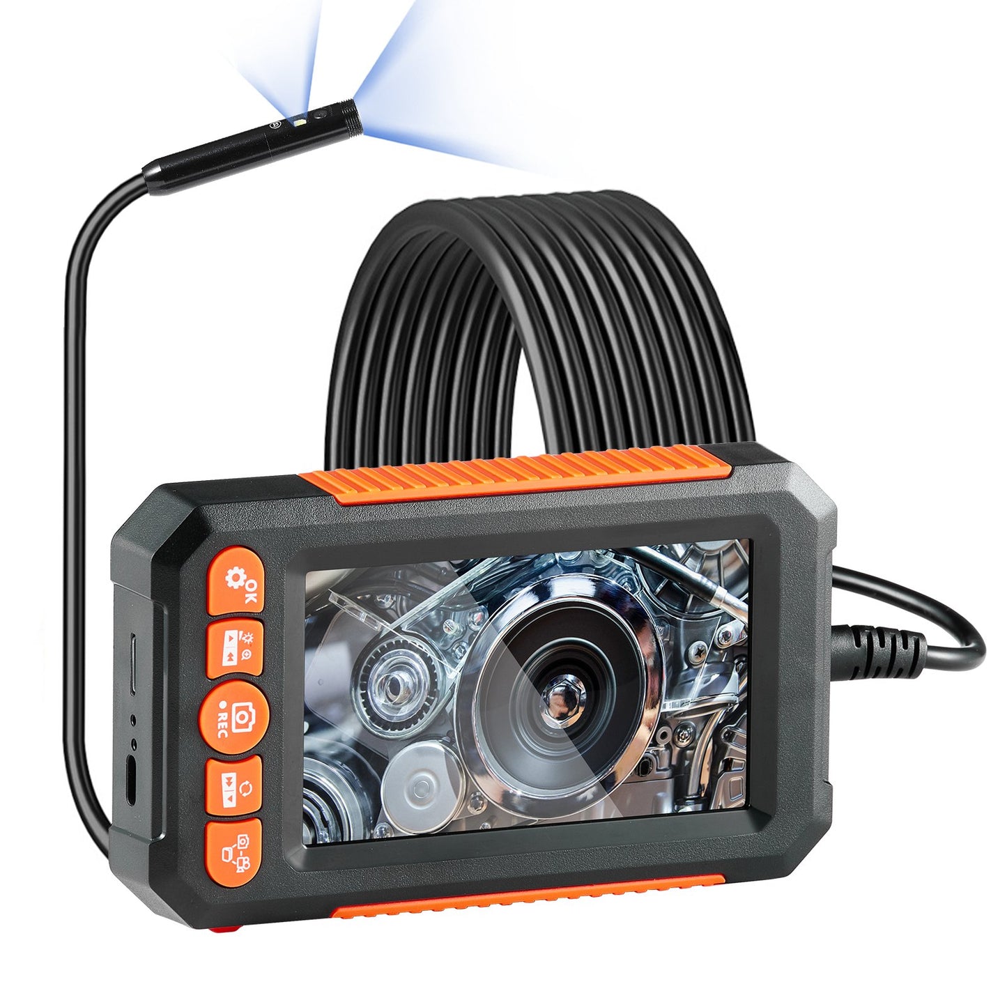 Endoscope Camera with Light Dual Lens Borescope 16.4FT Cable 4.3" Screen