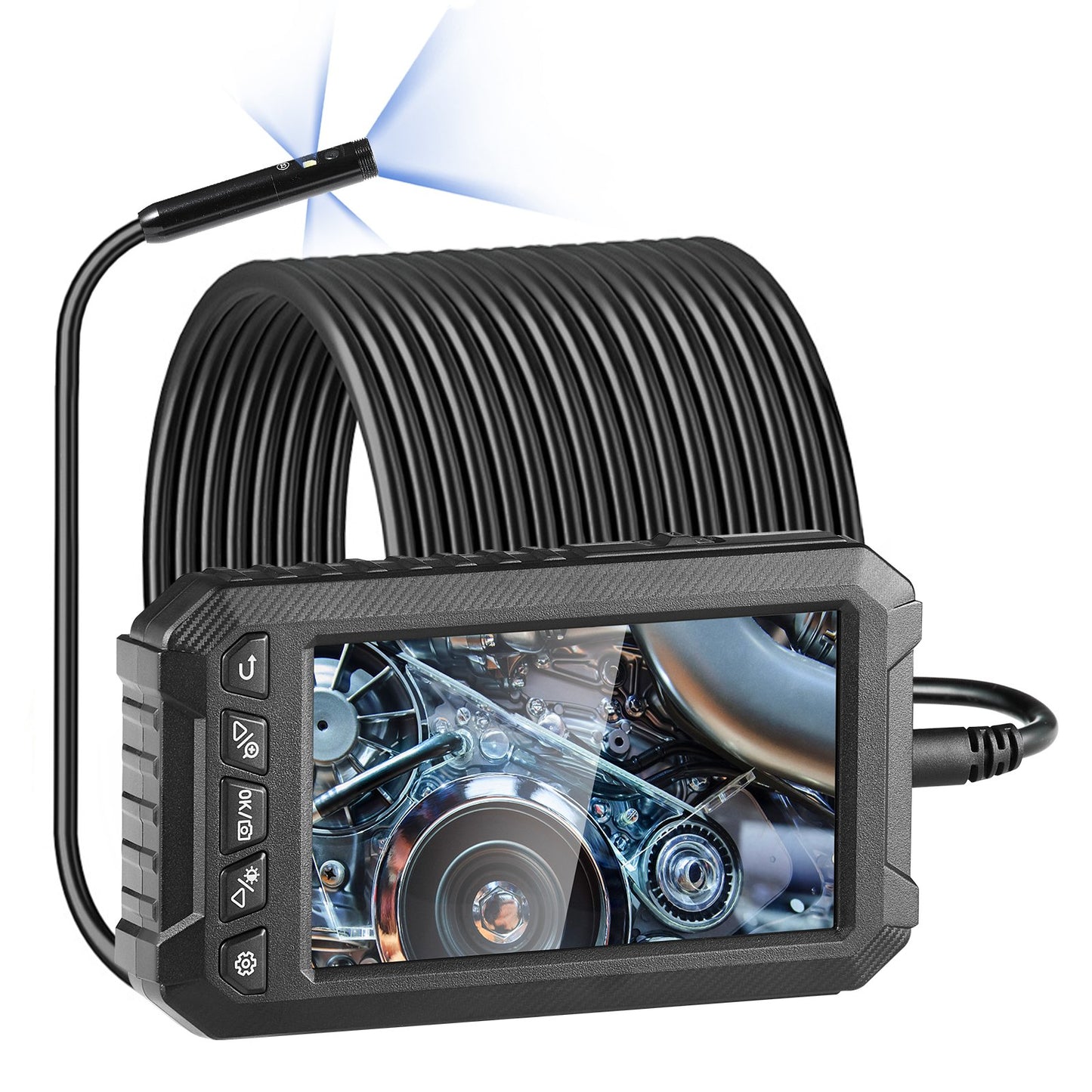 Endoskopkamera med lampor Trippellins borescope 49,2FT kabel 5" skärm