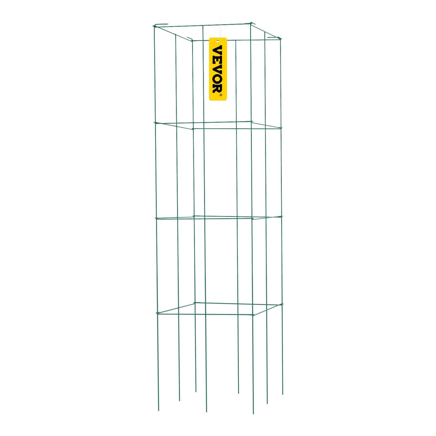 Tomato Cages, 14.6" x 14.6" x 39.4", 6-Pack Square Plant Support Cages, Green PVC Coated Steel Tomato Towers for Climbing Vegetables, Plants, Flowers, Fruits