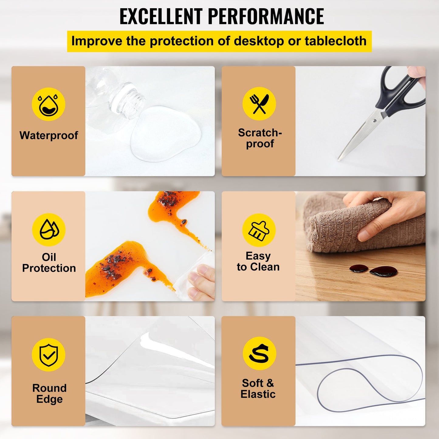 Plastic Table Cover 40 x 80 Inch, 1.5mm Thick Clear Table Protector, Rectangle Transparent Desk Mat, Waterproof and Easy to Clean for Office Desk Nightstand