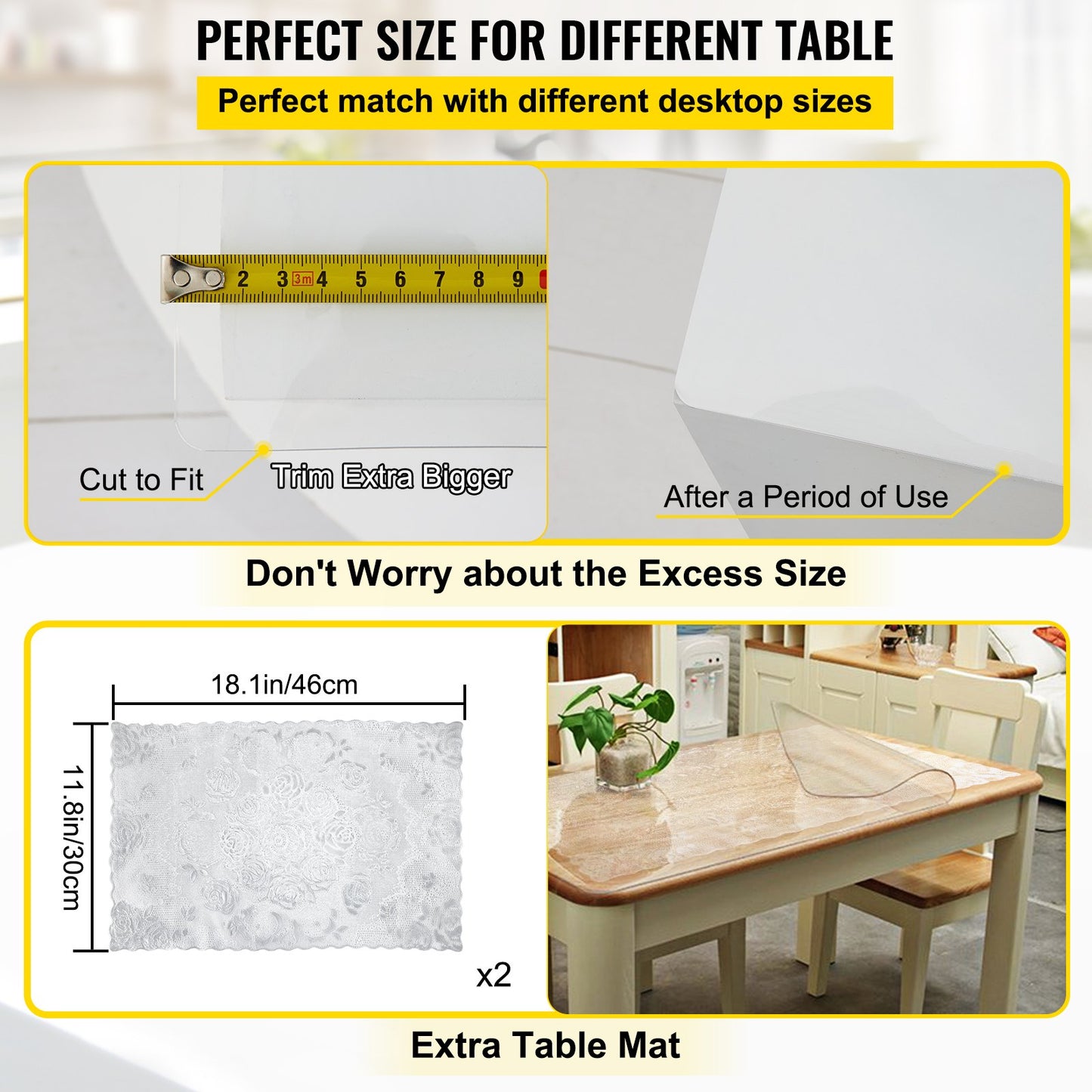 Plastic Table Cover 40 x 80 Inch, 1.5mm Thick Clear Table Protector, Rectangle Transparent Desk Mat, Waterproof and Easy to Clean for Office Desk Nightstand