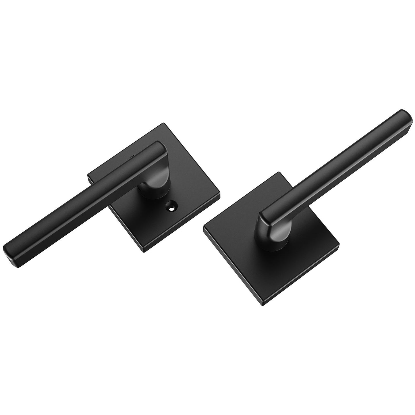 Passage door handle, 5-pack matte black door handle, left or right-handed reversible lever non-lockable, 45° rotation to open, square interior door handles for hallways, closets, meeting spaces
