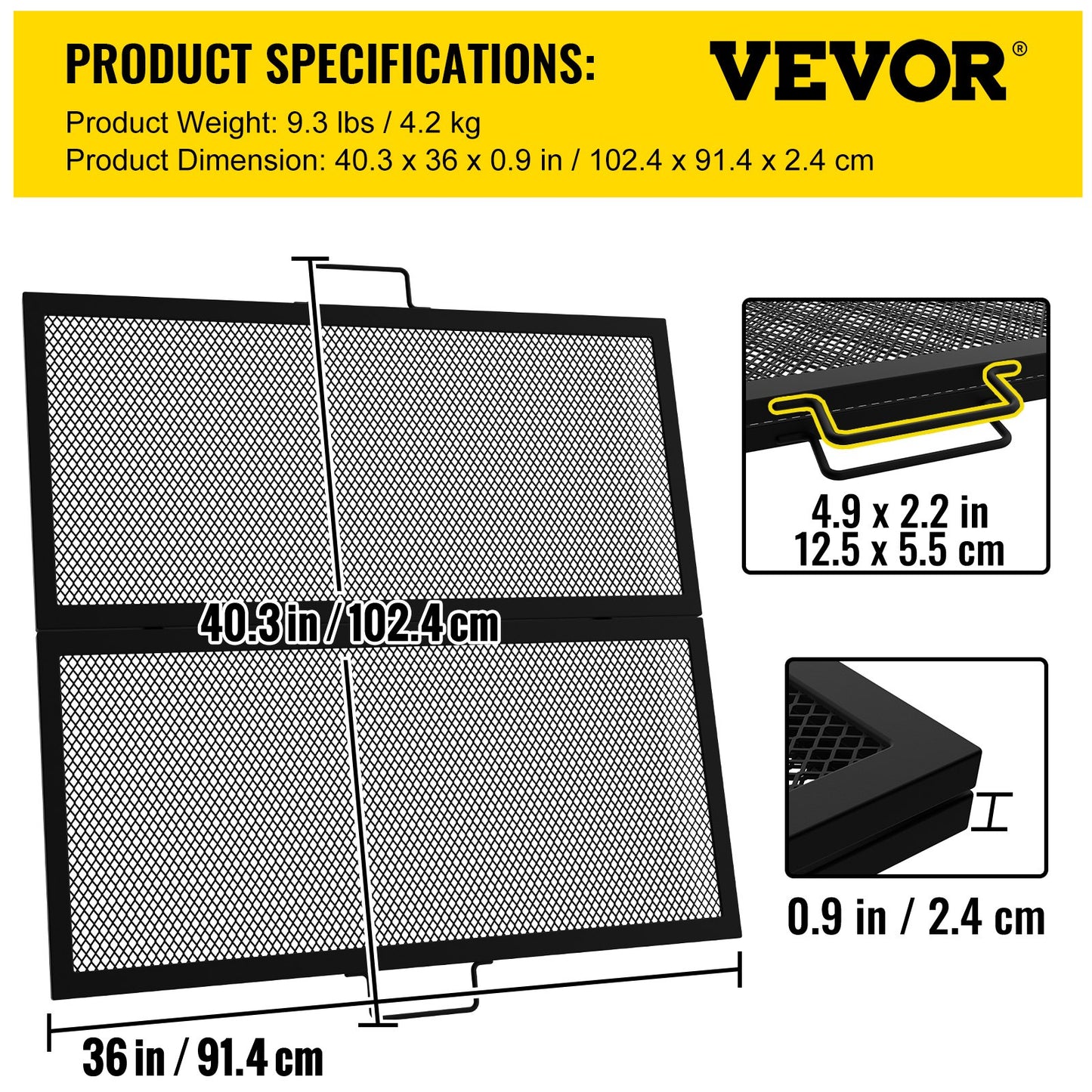Quadratischer Grillrost, Feuerstelle, Grill mit X-Markierungen, faltbar, 91,4 x 91,4 cm