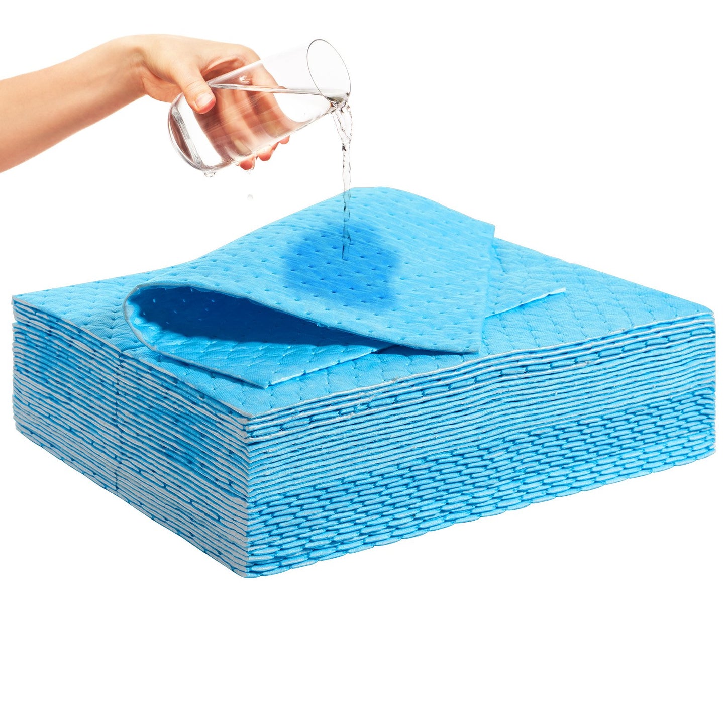 Spillabsorberande dynor, vattenabsorberande matta i dispenserlåda, 22,7L Kapacitet, 380 x 480 mm Polypropenabsorberande dyna för vatten, 30 st per låda