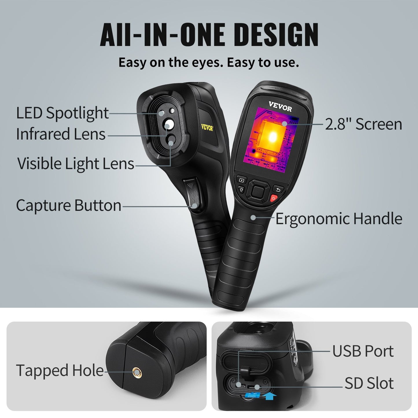 Infrarot-Wärmebildkamera Wärmebildkamera IR-Auflösung 240 x 180 2,8-Zoll-LCD-Bildschirm